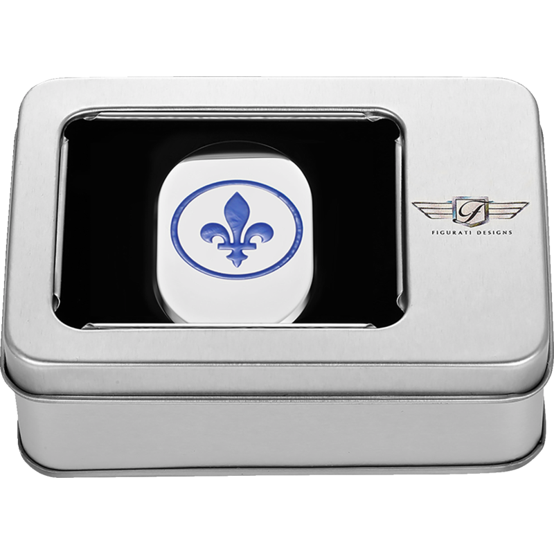 FIGURATI DESIGNS BLUE FLEUR-DE-LIS ANTENNA COVER SILVER RIGHT FD05-AC-SS-RT