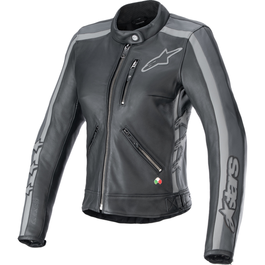 ALPINESTARS (ROAD) STELLA DYNO LTHR JKT BLK/GRY M 3113924-1296-M