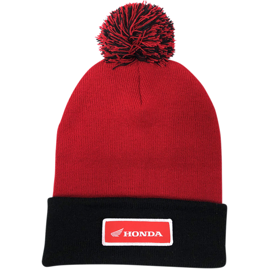 FACTORY EFFEX APPAREL BEANIE W/POM HONDA RD/BK 23-86302