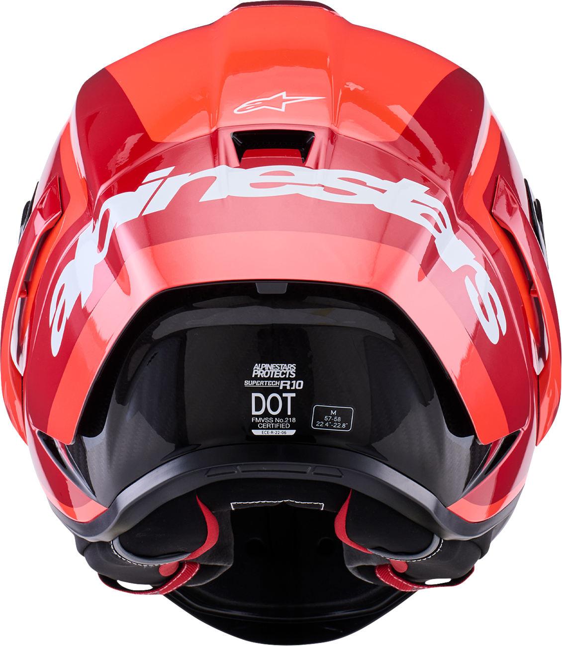 ALPINESTARS (ROAD) HELMET S-R10 ARIUS BK/WH/ DBL RD GLOSS ECE06/DOT L 8203926-1683-L