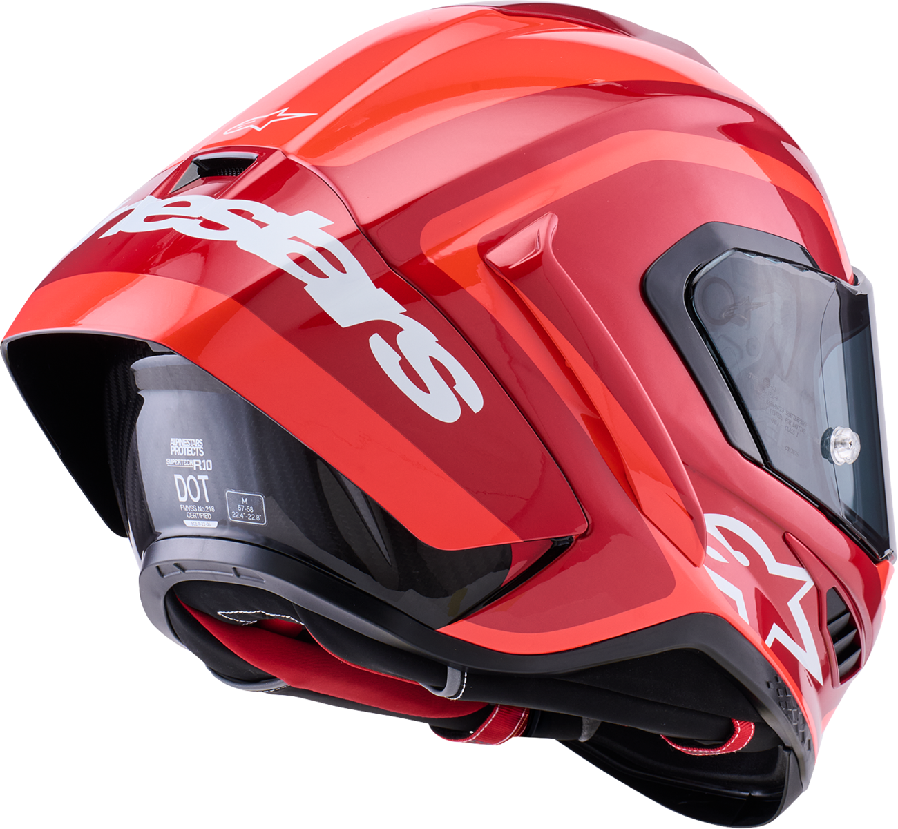 ALPINESTARS (ROAD) HELMET S-R10 ARIUS BK/WH/ DBL RD GLOSS ECE06/DOT M 8203926-1683-M