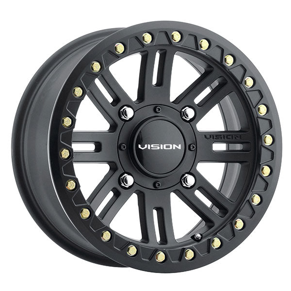 VISION 356BL MANX 2 BEADLOCK RIM 14X7 4-136 4.4 SATIN BLACK 356BL147136SBBR44