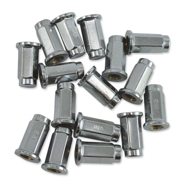CARLSTAR CHROME LUG NUTS 16PK 10MM X 1.25IN FLAT ALUG15BX