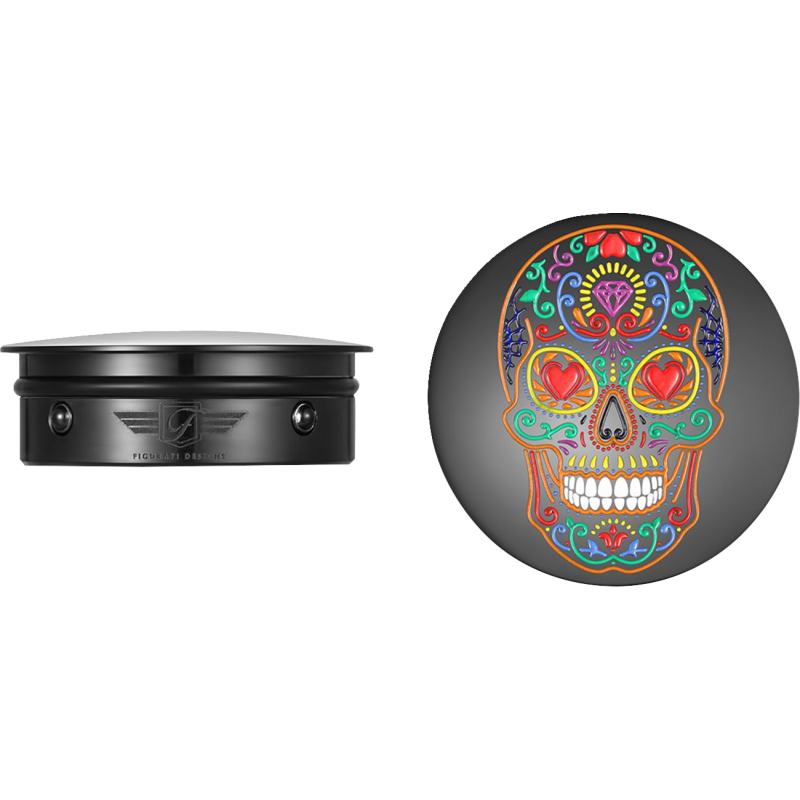 FIGURATI DESIGNS HARLEY-DAVIDSON BLACK SUGAR SKULL CUSTOM SWING ARM COVERS FD30-SAC--BLK