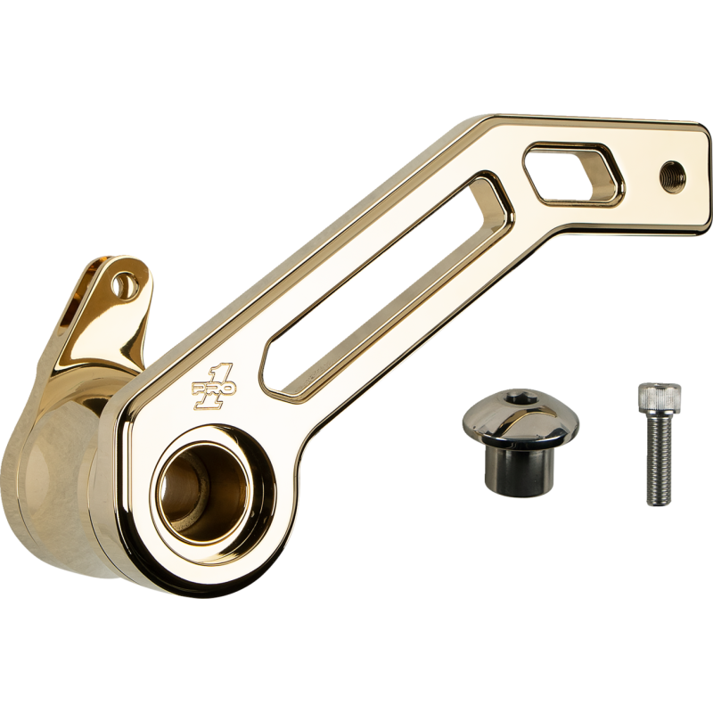 PRO-ONE PERF.MFG. TOURING BRAKE ARM, GOLD TITANIUM NITRIDE COATED , 08-13 FLHT 500772TIN
