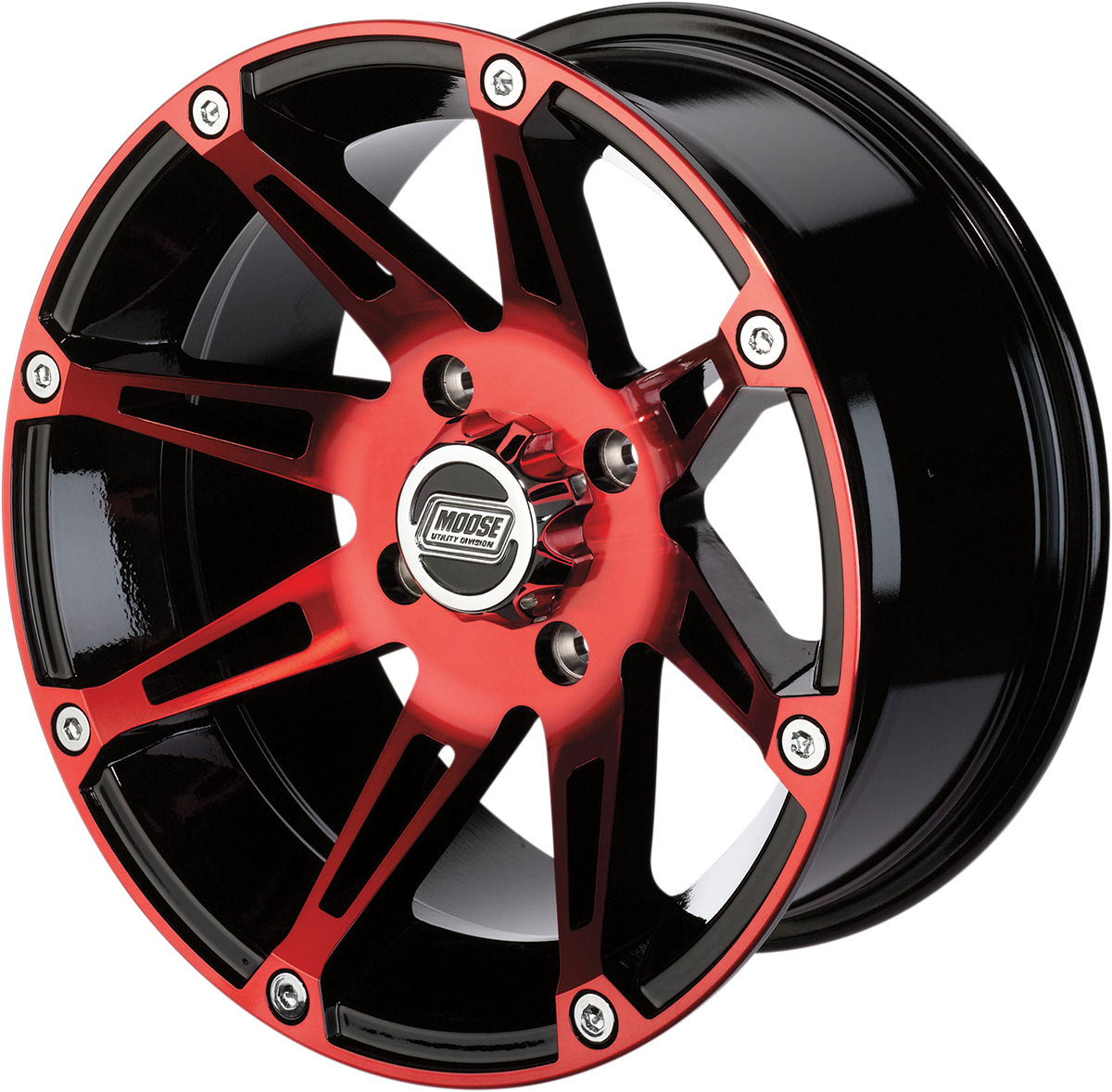 MOOSE UTILITY DIVISION TYPE 387X 14X8 4/110 4+4 MACHINED W/BLACK-RED 387MOL148110BWR4