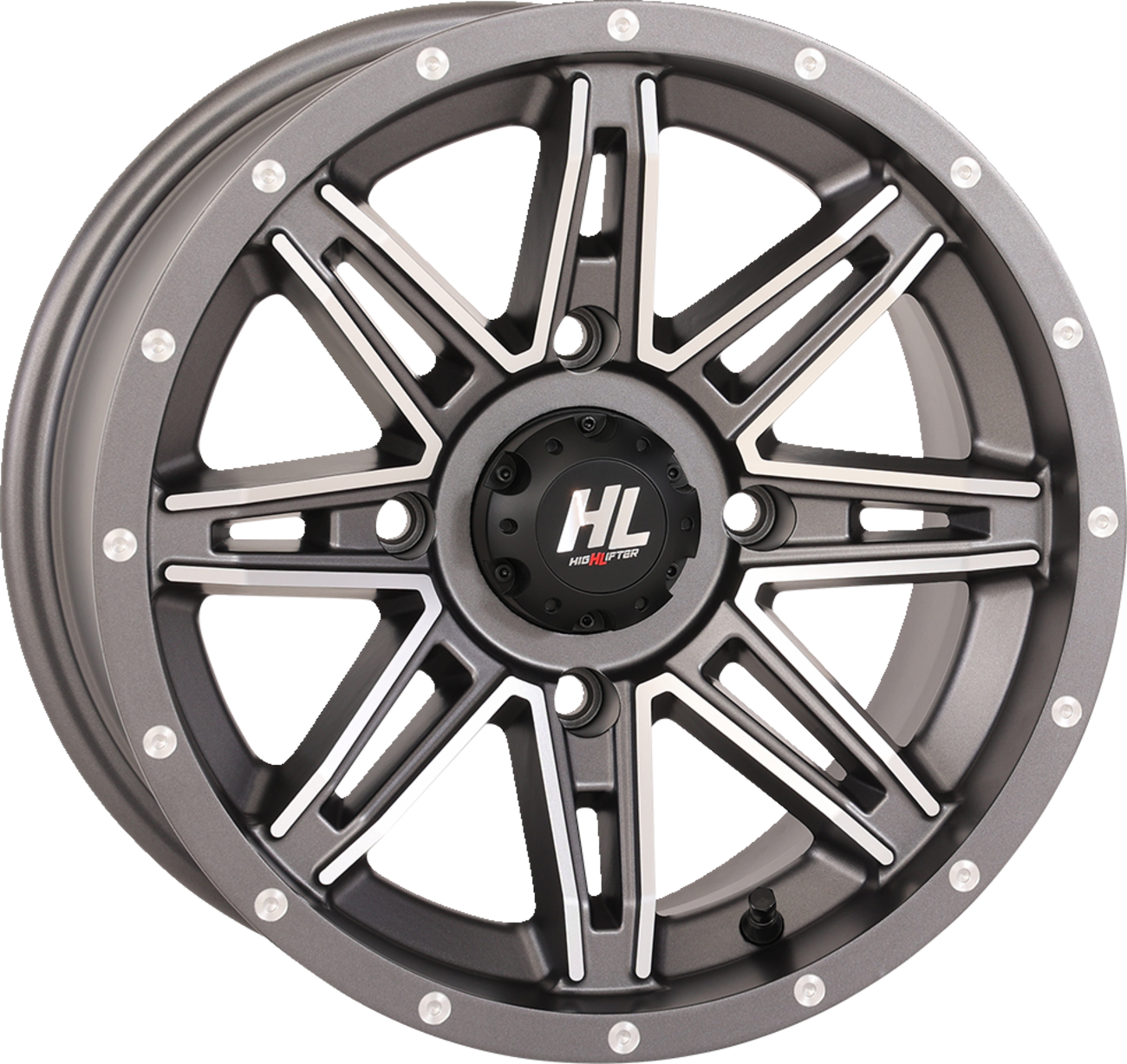 HIGHLIFTER HL22 ALLOY 14X7 4/156 4+3 (+10MM) GUN METAL GREY MACHINED W1 14HL22-1856