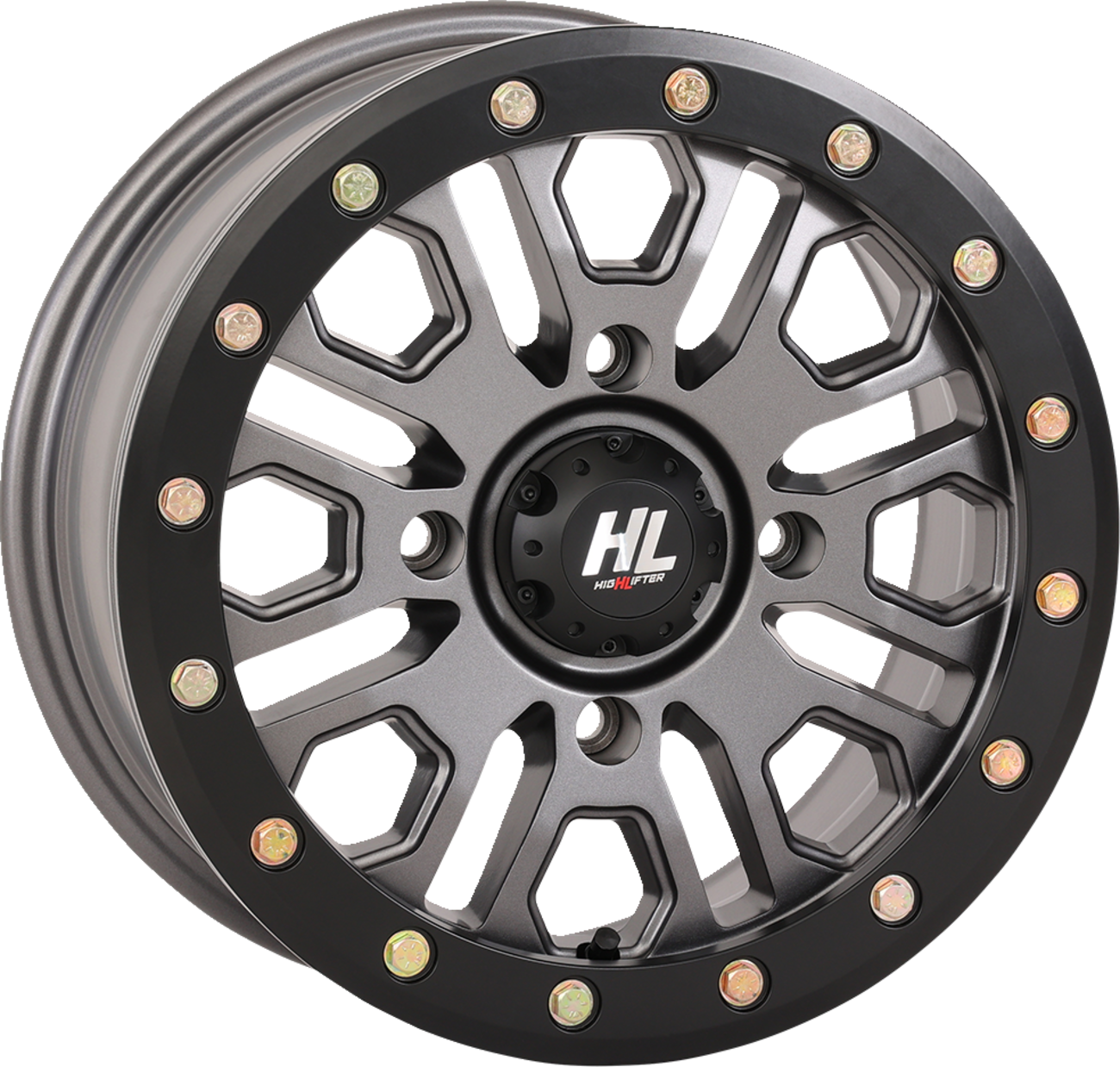 HIGHLIFTER HL23 ALLOY 14X7 4/156 5+2 (+38MM) BEADLOCK GUN METAL GREY W1 14HL23-1556