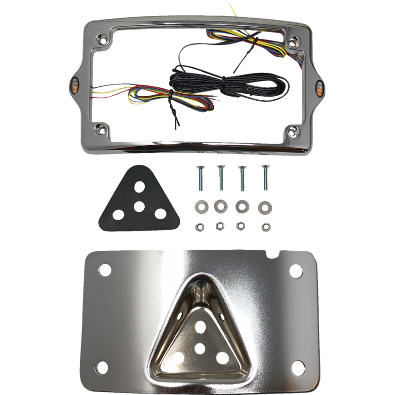 KODLIN CURVED 3-BOLT MOUNTED ELYPSE 3-1 LICENSE PLATE KIT, CHROME KUS20351