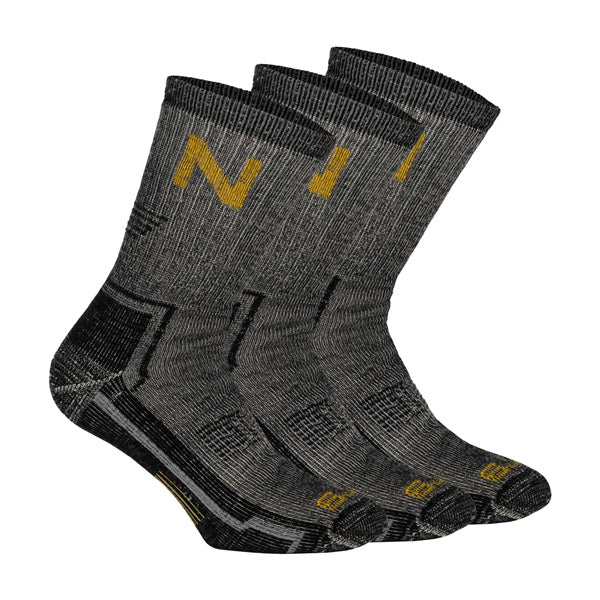 NATS SOCKS WORK MEN 3 PAIR GY/BK 9-12 NATS NT0003 -11