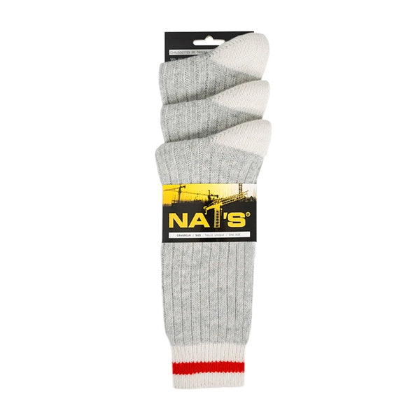 NATS SOCKS WORK MEN 3 PAIR GY 9-12 NATS NTWK920-18