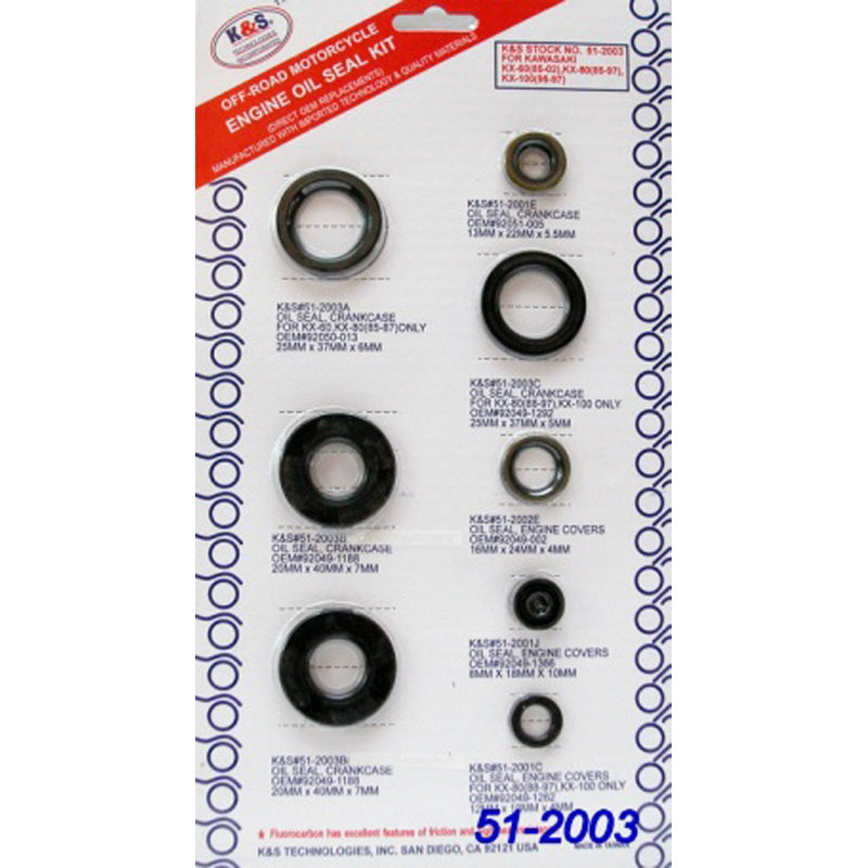 K&S SEAL KIT KX60 85-03/80 85-97/100 95-97RM60 03 8P 51-2003