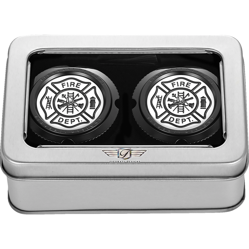 FIGURATI DESIGNS FRONT AXLE NUT COVERS BLACK WITH MALTESE CROSS-FIRE FD74-FAC-BLK