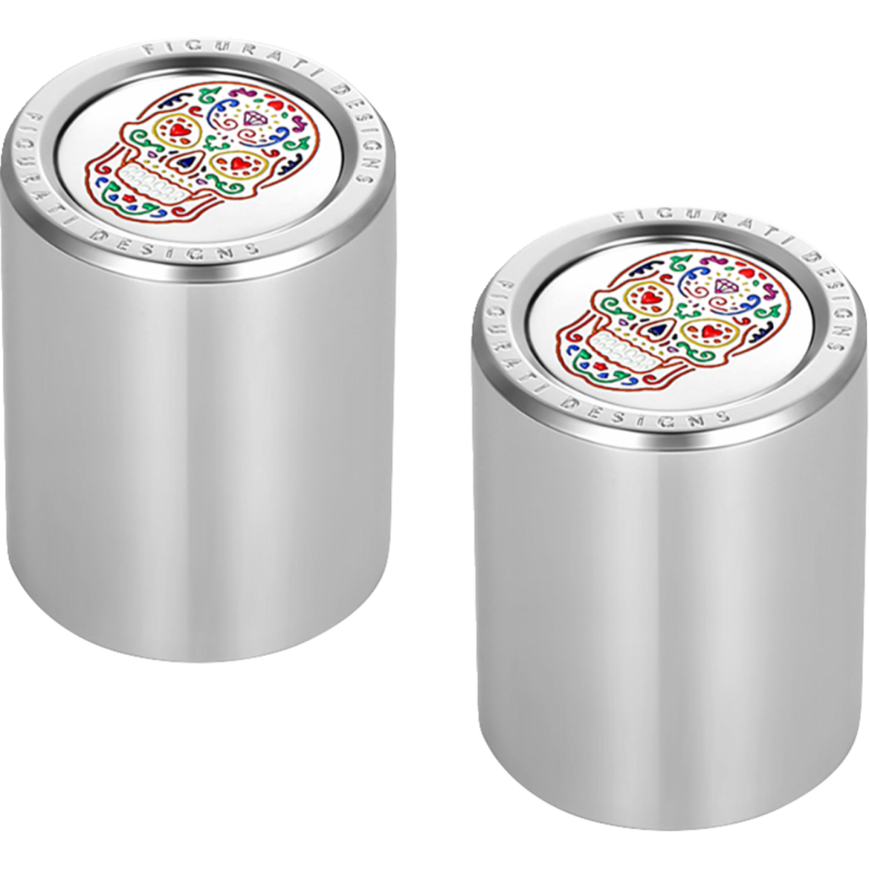 FIGURATI DESIGNS ND MAG DOCKING COVERS SILVER WITH  SUGAR SKULL-27.2X32MM FD30-DC-27.2/32-SS