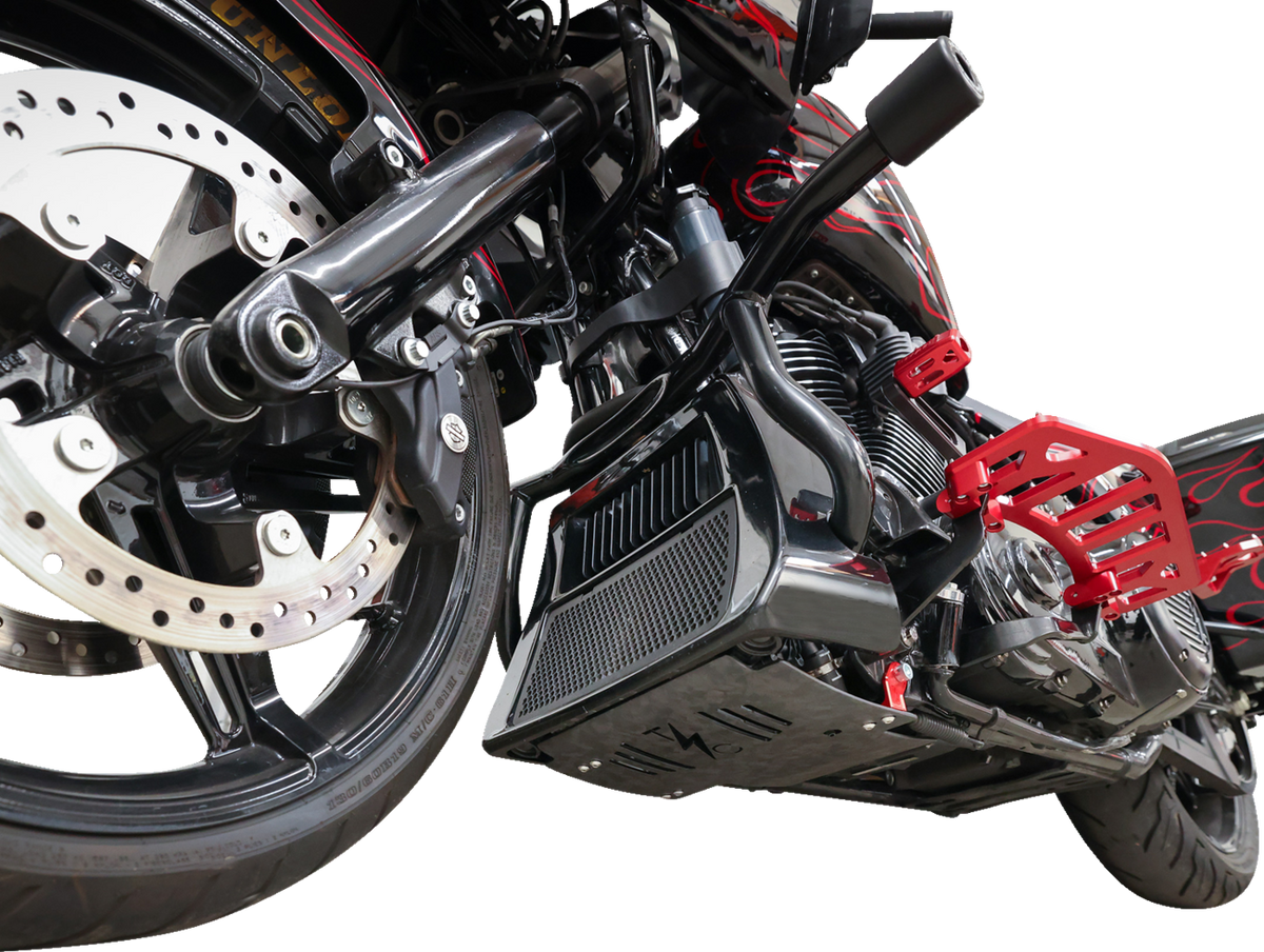 THRASHIN SUPPLY CO. PLATE SKID CARBON FORGED W/RED 2024 FLHX FLTRX TSC-3035-2