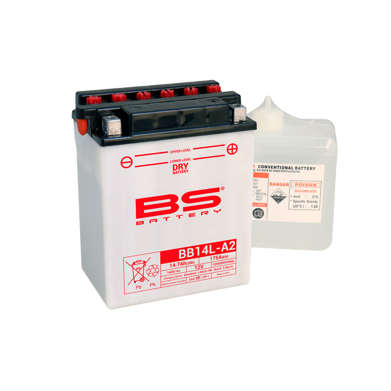 BS BATTERY BS DRY - BB14L-A2  (WITH ACID PACK) (YB14L-A2) YB14L-A2