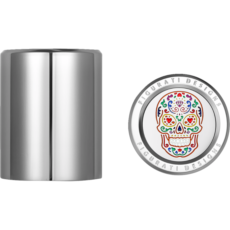 FIGURATI DESIGNS ND MAG DOCKING COVERS SILVER WITH  SUGAR SKULL-27.2X32MM FD30-DC-27.2/32-SS
