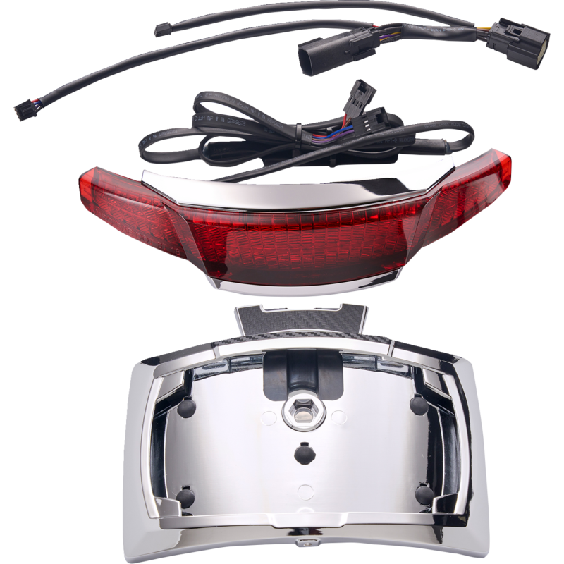 CIRO LLC TAILLIGHT/LICENSE PLATE HOLDER - RED LENS - CHROME 40373