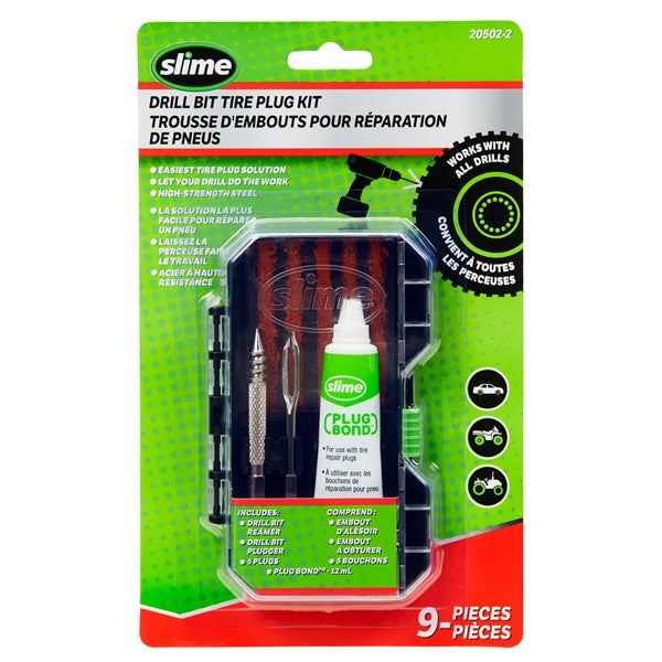 SLIME DRILL BIT TIRE PLUG KIT QTY 9 SLIME 20502-2