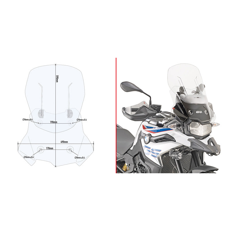 GIVI AIRFLOW CLEAR WINDSCREEN BMW F850GS AF5127B