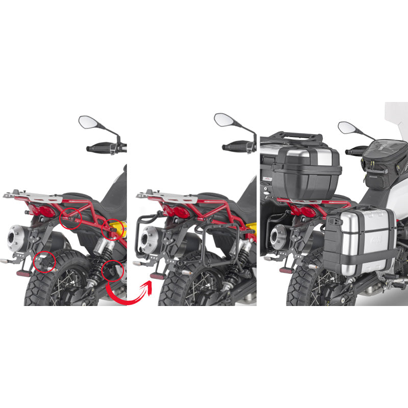 GIVI TUBULAR SIDECASE HOLDER PL ONE-FIT GUZZY V85 TT 19 PLOR8203MK