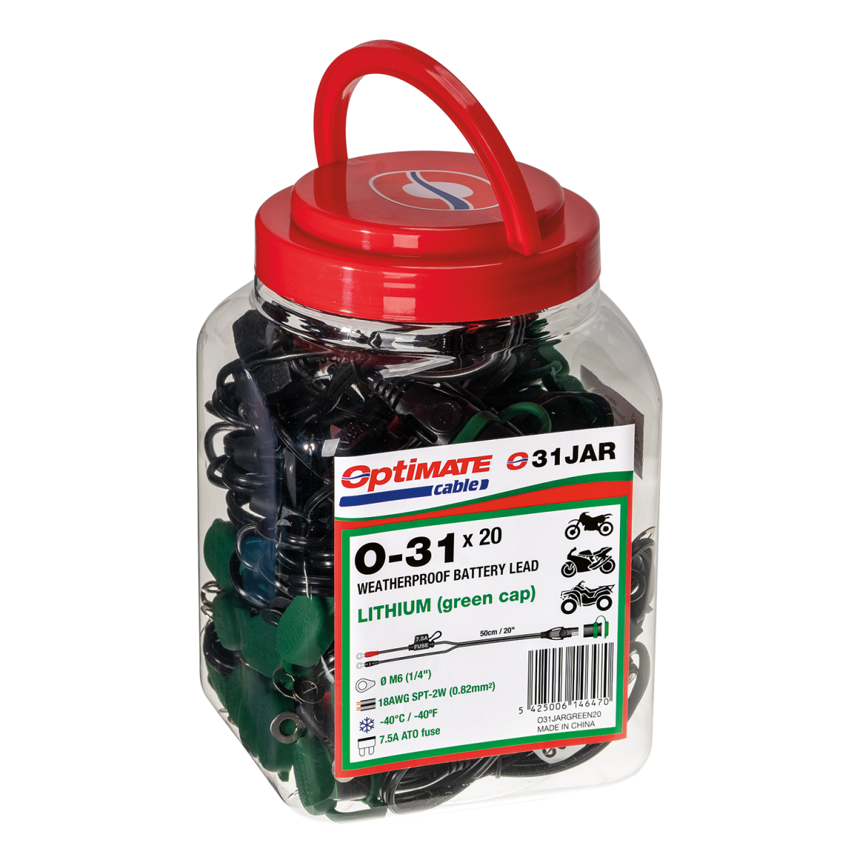 TECMATE O-31 BATTERY LEAD GREEN CAP JAR QTY 20 O-31JAR