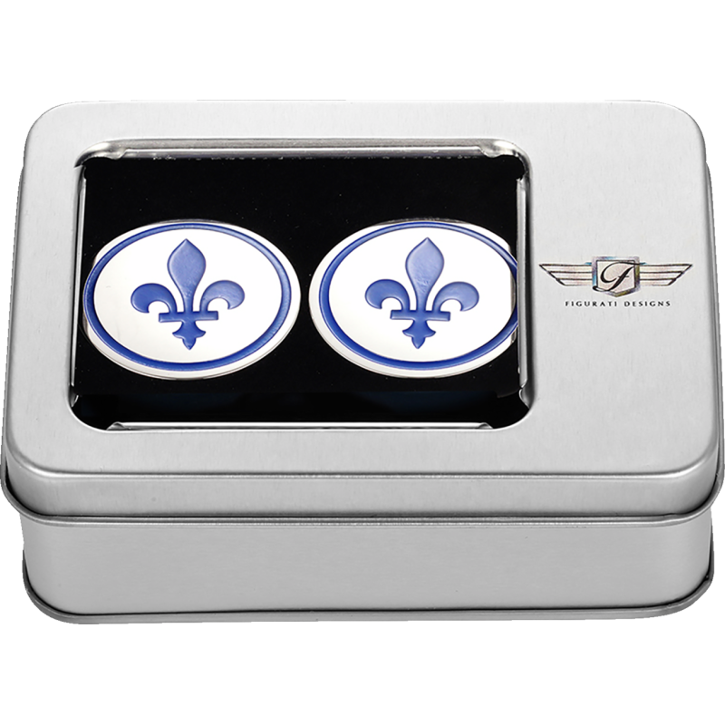 FIGURATI DESIGNS BLUE FLEUR-DE-LIS SWING ARM COVER SILVER FD05-SS