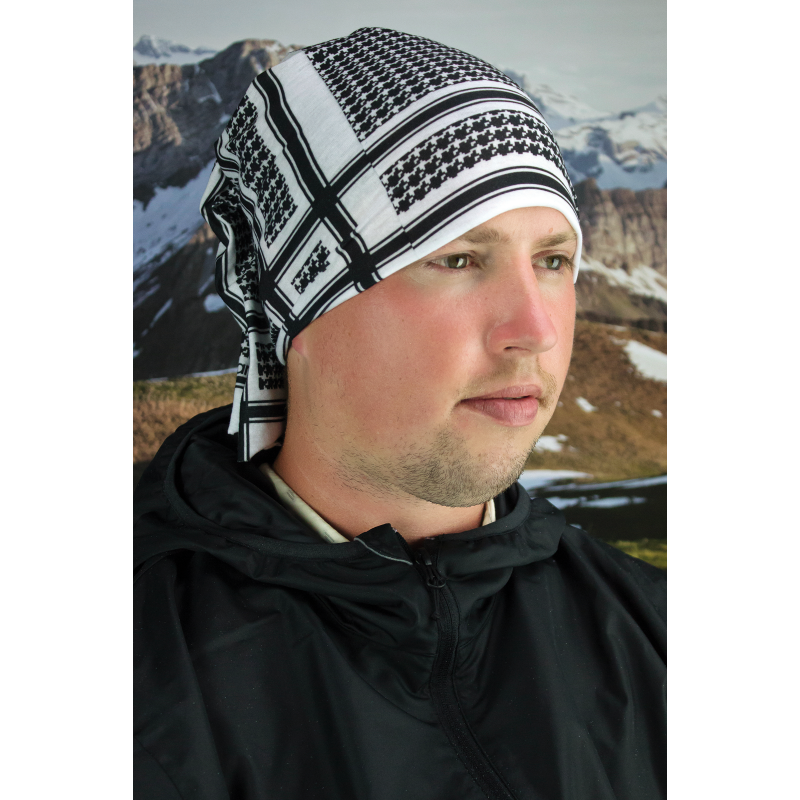 ZAN HEADGEAR MOTLEY TUBE FLEECE HOUNDSTOOTH BLK & WHT TF235BW