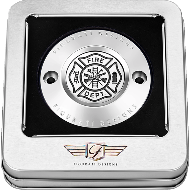 FIGURATI DESIGNS TIMING COVER SILVER WITH MALTESE CROSS-FIRE, 2-HOLE FD74-TC-2H-SS