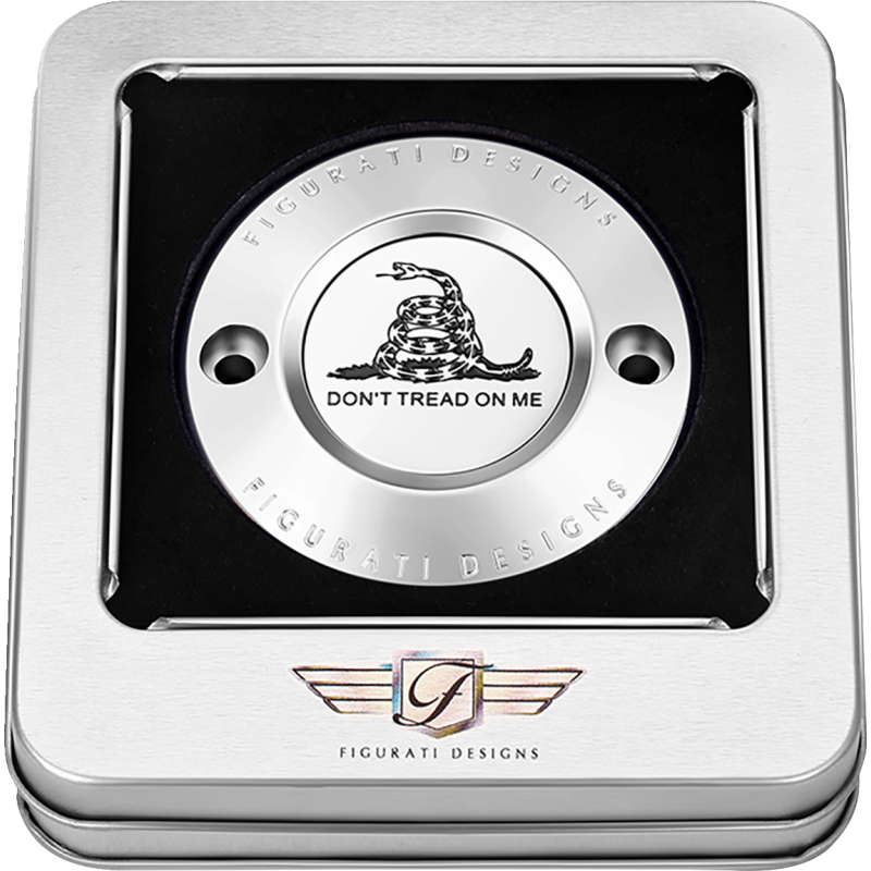 FIGURATI DESIGNS TIMING COVER SILVER WITH DON'T TREAD ON ME, 2-HOLE FD40-TC-2H-SS