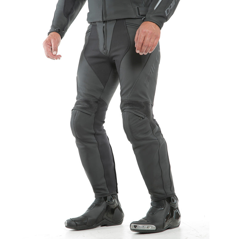 DAINESE PONY 3 TALL LEATHER PANTS BLACK-MATT 1553716-076-122