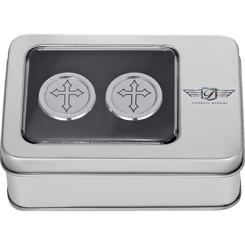 FIGURATI DESIGNS ND MAG DOCKING COVERS SILVER WITH CROSS-27.2X32MM FD41-DC-27.2/32-SS