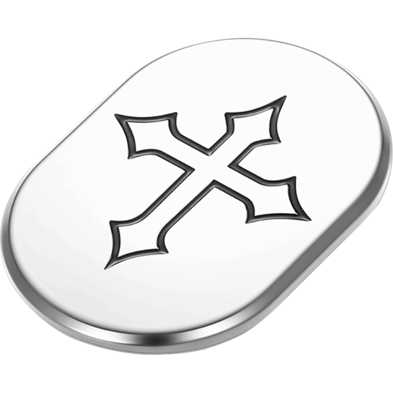 FIGURATI DESIGNS BACK FENDER COVER SILVER WITH MALTESE CROSS-LEFT FD41-AC-SS-LT
