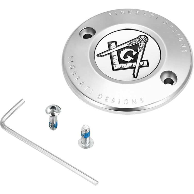 FIGURATI DESIGNS TIMING COVER SILVER WITH MASONIC EMBLEM, 2-HOLE FD42-TC-2H-SS