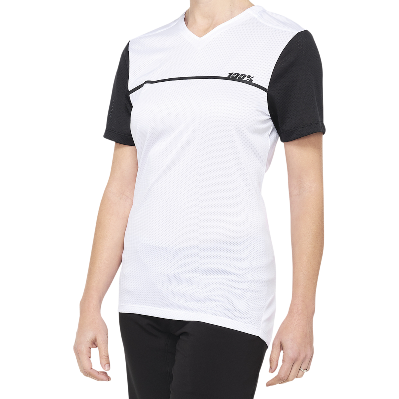 100% RIDECAMP WOMEN'S SHORT SLEEVE JERSEY WHITE/BLACK - M 40035-00009