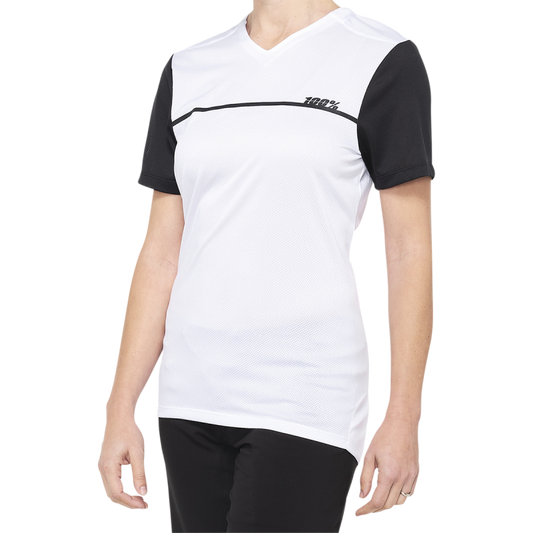100% RIDECAMP WOMEN'S SHORT SLEEVE JERSEY WHITE/BLACK - M 40035-00009