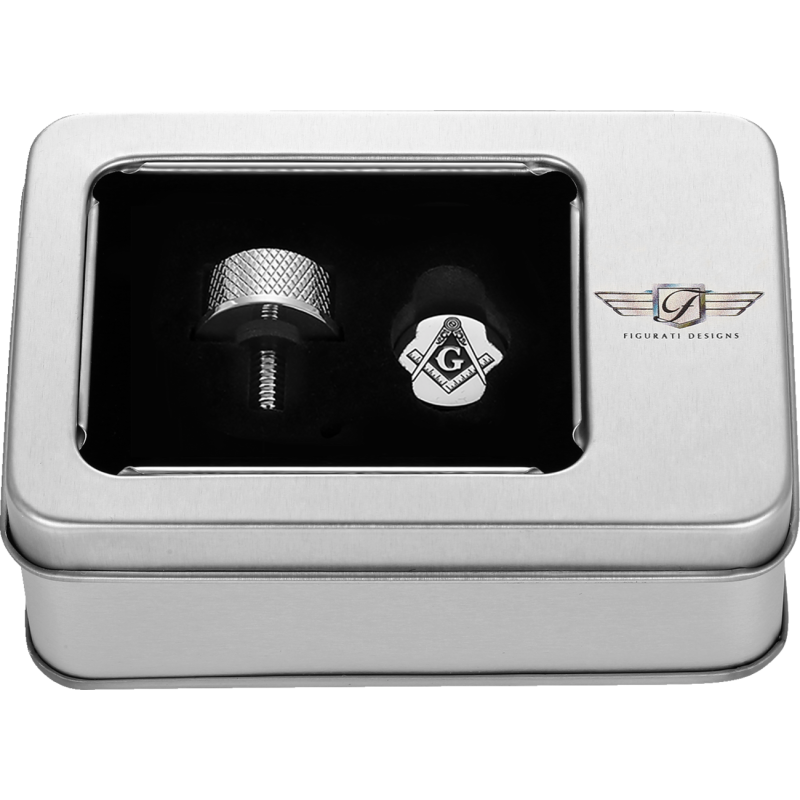 FIGURATI DESIGNS SEAT SCREW SILVER WITH 3M MASONIC EMBLEM INSERT FD42-SEAT_SCREW-SS