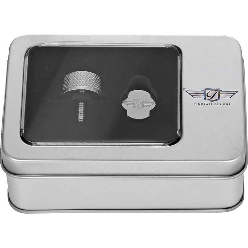 FIGURATI DESIGNS SEAT SCREW SILVER WITH 3M FIGURATI DESIGNS LOGO INSERT FD01-SEAT_SCREW-SS