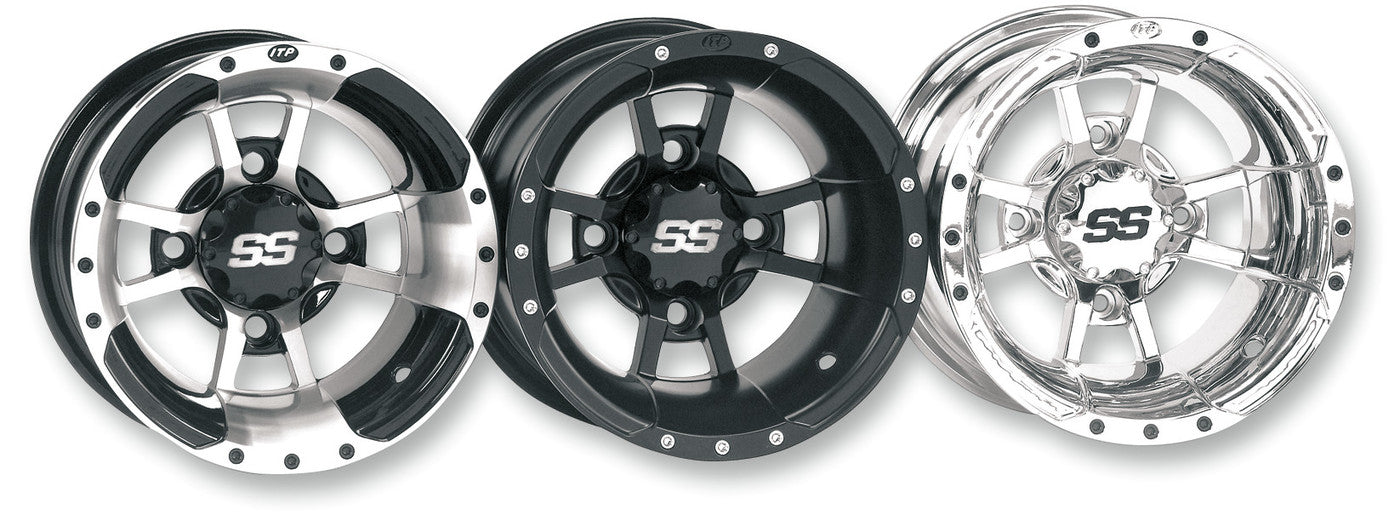 ITP SS112 SPORT WHEEL 10X5 4/144 3+2 FRONT MACH-BLACK 1028334404B