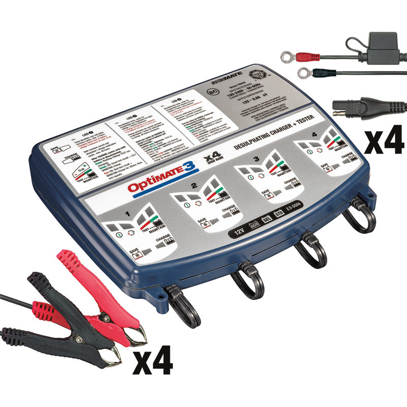 TECMATE OPTIMATE 3 X 4 BANK 7-STEP 12V 0.8A CHARGER TM-455