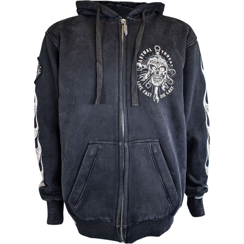 LETHAL THREAT HOODY ZIP LIVEFAST GRY 4X HD84064-4XL