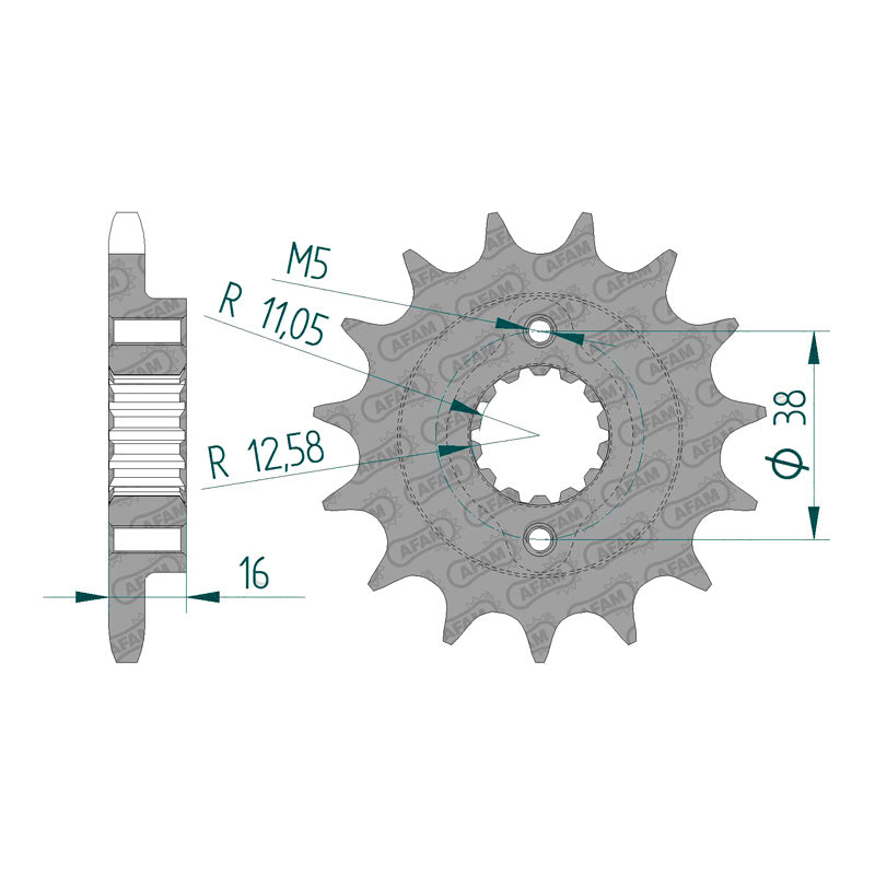 AFAM SPR.FR. DUCATI 4491027-1A 14T 525P (52608-14). 52608-14