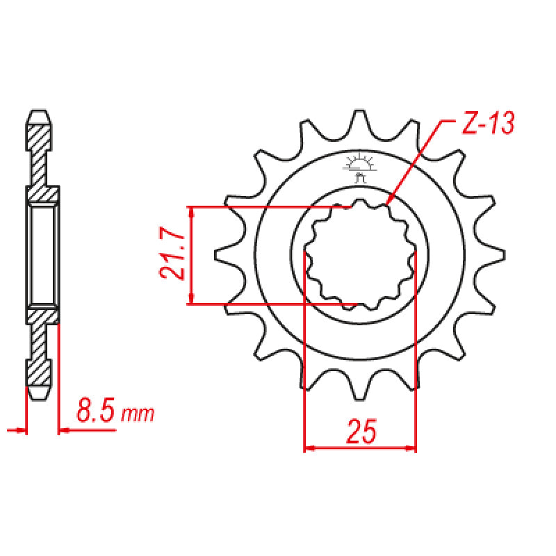ITL FRONT SPROCKET KAW Z1000 (03-15) (JTF1537-15) 110825