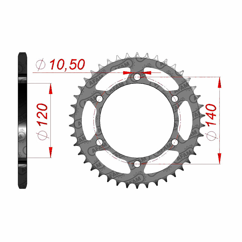 AFAM AFAM RR.42T 520 STEEL EN500/ZX6 ETC..16404 P475. 16404-42