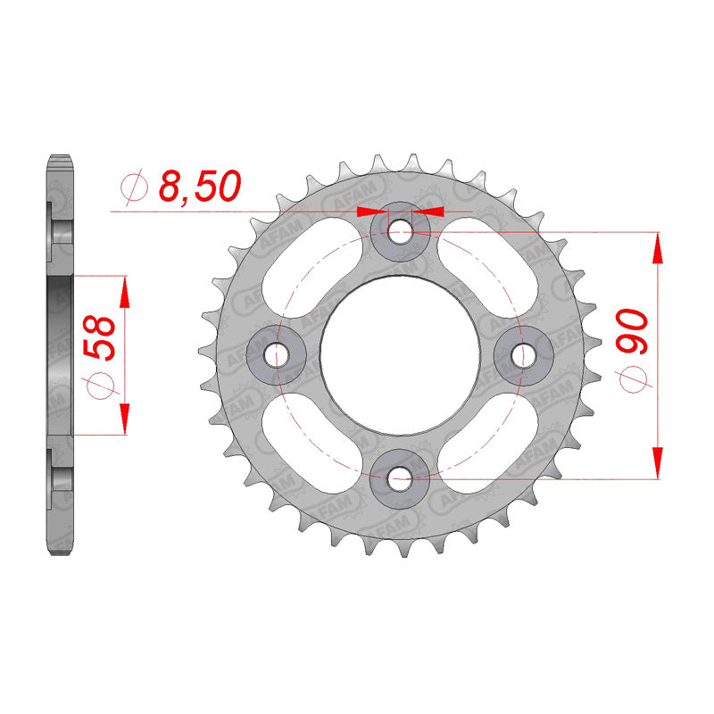 AFAM REAR SPROCKET HON GROM 125 (14-15) 10117-34 10117-34