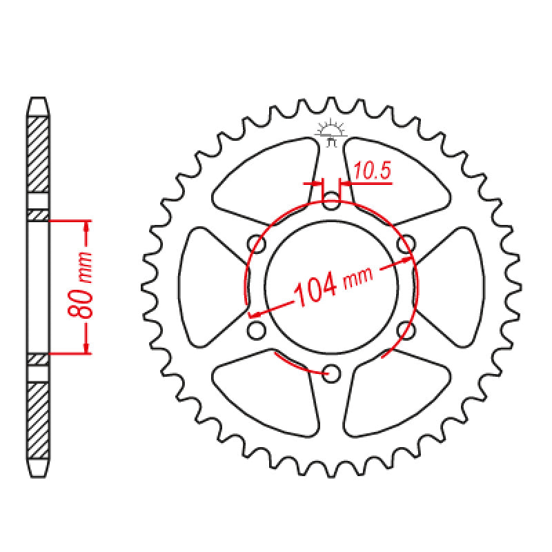 ITL REAR SPROCKET KAW ZX6R (03-15) (JTR478-43) 111052