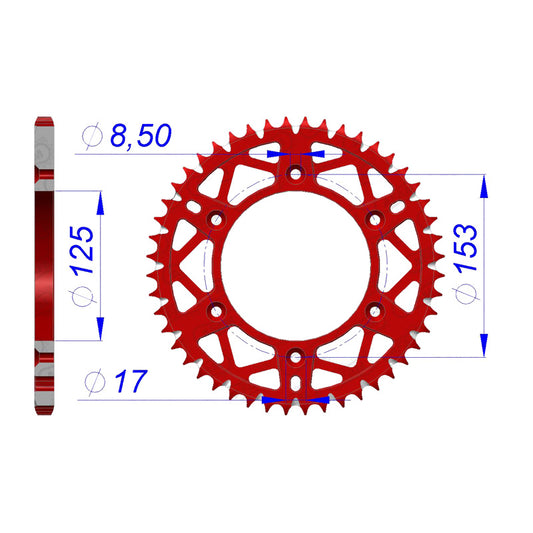 AFAM SPR.RED ALLOY 49T 520 HONDA. 11212PR_49