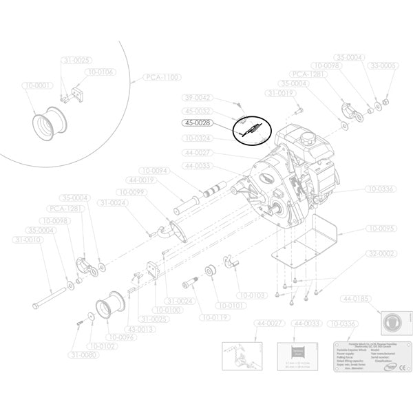 PORTABLE WINCH SUPPORT PLATE ENGINE SWITCH GXH-50 45-0028