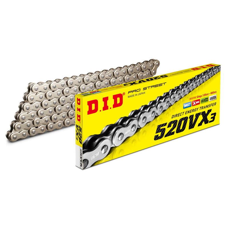 DID DID 520VX3-120L SILVER CHAIN W/PRESS-FIT LINK M520VX3S120FB