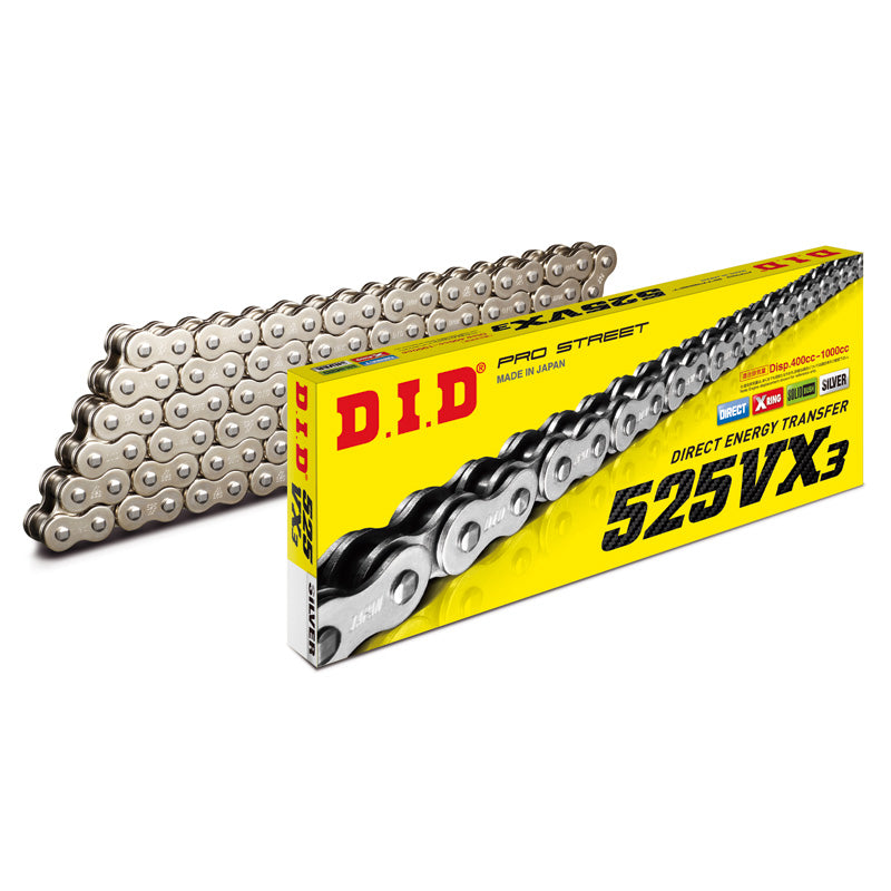 DID DID 525VX3-120L  SILVER CHAIN W/RIVET LINK M525VX3S120ZB